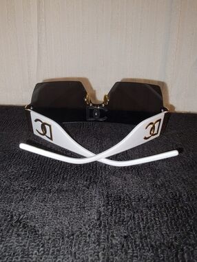 DC Logo White Frame Black Lens Sunglasses